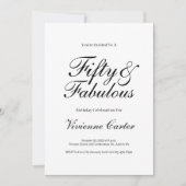 Invitation Minimal Fifty and Fabulous 50th Birthday Party (Devant)