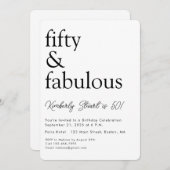 Invitation Minimal Fifty and Fabulous 50th Birthday Party (Devant / Derrière)