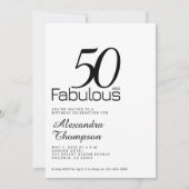 Invitation Minimal Fifty and Fabulous 50th Birthday Party (Devant)