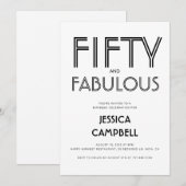 Invitation Minimal Fifty and Fabulous 50th Birthday Party (Devant / Derrière)