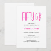 Invitation Minimal Fifty and Fabulous 50th Birthday Party (Devant / Derrière)