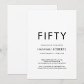 Invitation Minimal Fifty and Fabulous 50th Birthday Party (Devant / Derrière)