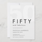 Invitation Minimal Fifty and Fabulous 50th Birthday Party (Devant)