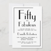 Invitation Minimal Fifty and Fabulous 50th Birthday Party (Devant)