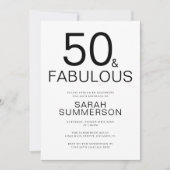 Invitation Minimal Fifty and Fabulous 50th Birthday Party (Devant)