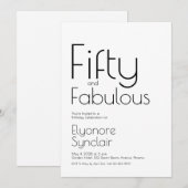Invitation Minimal Fifty and Fabulous 50th Birthday Party (Devant / Derrière)