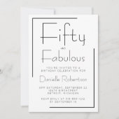 Invitation Minimal Fifty and Fabulous 50th Birthday Party (Devant)