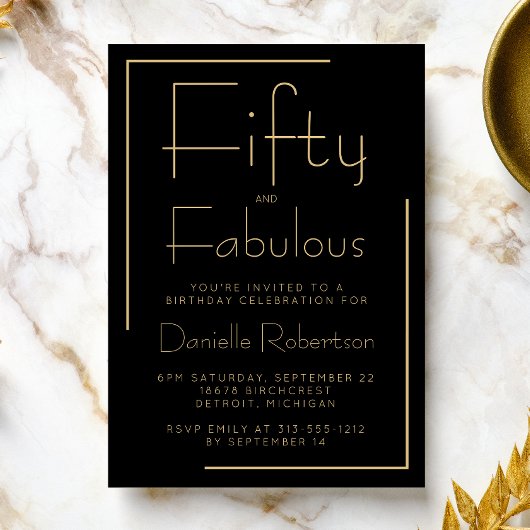 Invitation Minimal Fifty and Fabulous 50th Birthday Party