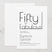 Invitation Minimal Fifty and Fabulous 50th Birthday Party (Devant / Derrière)