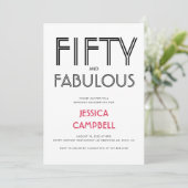 Invitation Minimal Fifty and Fabulous 50th Birthday Party (Debout devant)