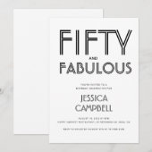 Invitation Minimal Fifty and Fabulous 50th Birthday Party (Devant / Derrière)