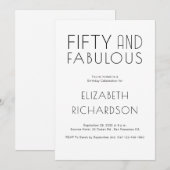 Invitation Minimal Fifty and Fabulous 50th Birthday Party (Devant / Derrière)