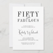 Invitation Minimal Fifty and Fabulous 50th Birthday Party (Devant)