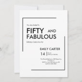 Invitation Minimal Fifty and Fabulous 50th Birthday Party (Devant)