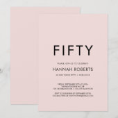 Invitation Minimal Fifty and Fabulous 50th Birthday Party (Devant / Derrière)
