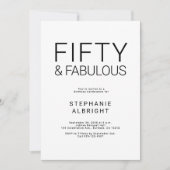 Invitation Minimal Fifty and Fabulous 50th Birthday Party Inv (Devant)