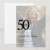 Invitation Minimal Fifty and Fabulous Photo 50th Birthday (Devant / Derrière)