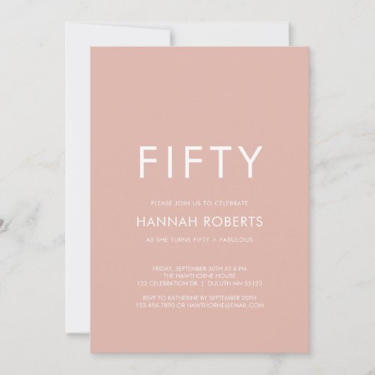 Invitation Minimal Fifty et Fabuleux 50e Anniversaire (Devant)