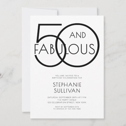 Invitation Minimal Fifty et Fabulux 50e Anniversaire (Devant)