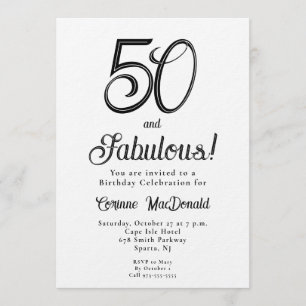 Invitation Minimal Fifty et Merveilleux 50e Anniversaire