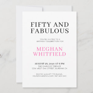 Invitation Minimal Fifty et Merveilleux 50e Anniversaire