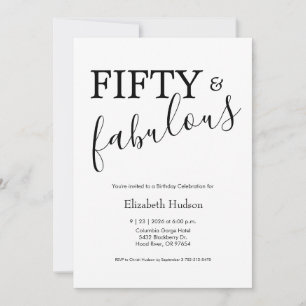 Invitation Minimal Fifty et Merveilleux 50e Anniversaire