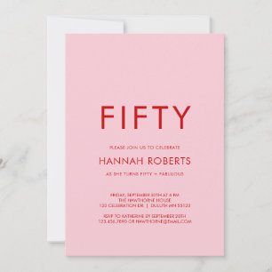 Invitation Minimal Fifty et merveilleux 50e anniversaire