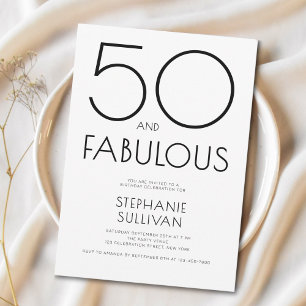 Invitation Minimal Fifty et Merveilleux 50e Anniversaire
