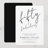 Invitation Minimal Fifty et Merveilleux 50e Script Anniversai (Devant / Derrière)