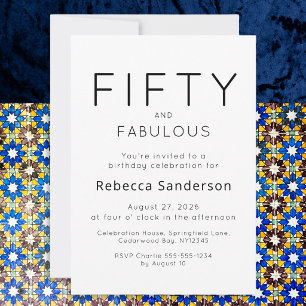 Invitation Minimal Fifty et Merveilleux Fête d'anniversaire 5