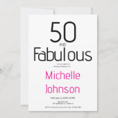 Invitation Minimal Fifty & Fabulous 50th Birthday Party (Devant)