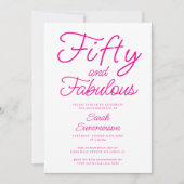 Invitation Minimal Fifty Fabulous Pink 50th Birthday Party (Devant)