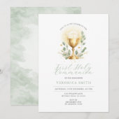 Invitation Minimal First Holy Communion Gold Chalice Cross (Devant / Derrière)