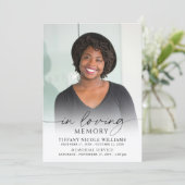 Invitation Minimal Funeral Memorial Photo In Loving Memory (Debout devant)