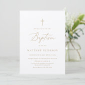 Invitation Minimal Gold Calligraphy Baptism (Debout devant)