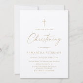 Invitation Minimal Gold Calligraphy Christening (Devant)
