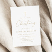 Invitation Minimal Gold Calligraphy Christening