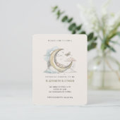 Invitation Minimal Gold Crescent Moon Swaddled Baby Shower (Debout devant)