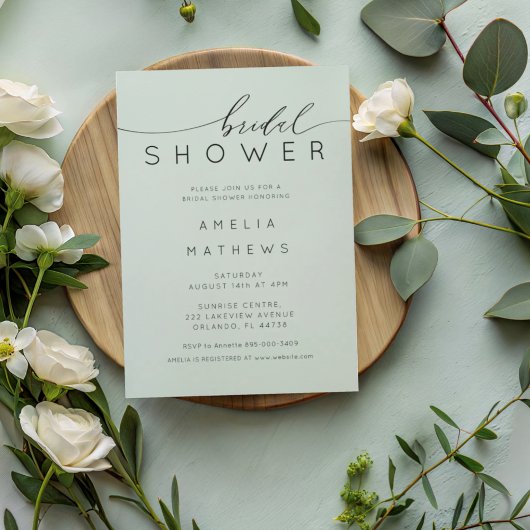 Invitation Minimal Green Bridal Shower