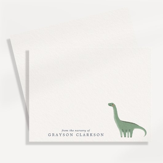Invitation Minimal Green Dinosaur Nursery Note Card