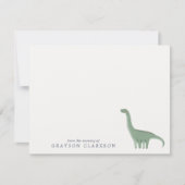 Invitation Minimal Green Dinosaur Nursery Note Card (Devant)