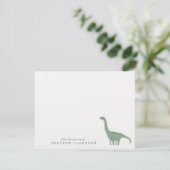 Invitation Minimal Green Dinosaur Nursery Note Card (Debout devant)