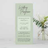 Invitation Minimal Green Sage Wedding Programs (Debout devant)