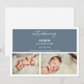 Invitation Minimal Introducing Photo Baby Announcement Card (Devant / Derrière)
