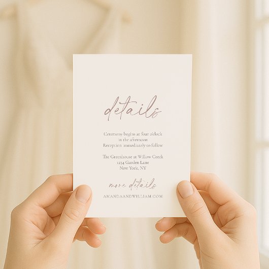 Invitation Minimal Ivory Wedding Details Card