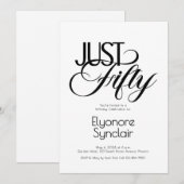 Invitation Minimal Just Fifty 50th Birthday Party (Devant / Derrière)