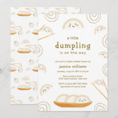 Invitation Minimal Kawaii Boho Bao Dumpling Baby Shower  (Devant / Derrière)