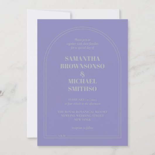 Invitation Minimal Lavender Silver Simple Wedding (Devant)