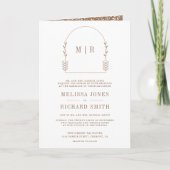 Invitation Minimal Line Art Leaf Arch Beige Mariage (Devant)