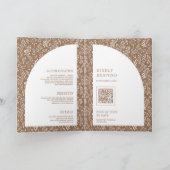 Invitation Minimal Line Art Leaf Arch Beige Mariage (Intérieur)